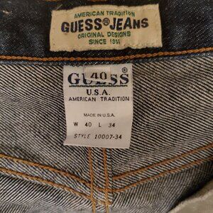 Vintage Guess Jeans USA Made W40 L34 Button Fly Dark Wash Denim